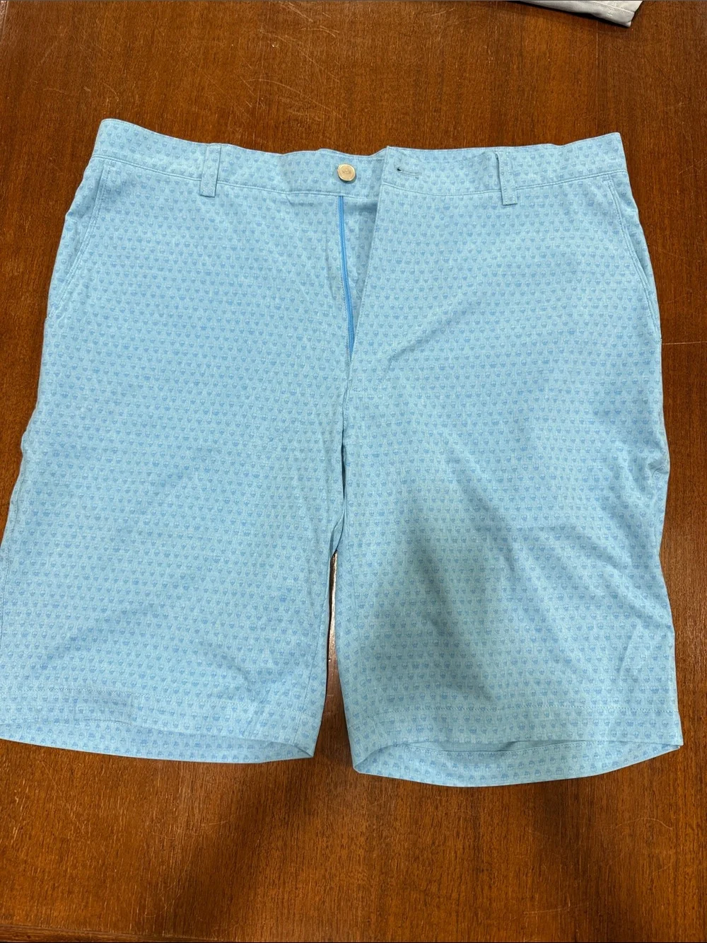 Peter Millar Light Blue Micro-Pattern Flat-Front Shorts